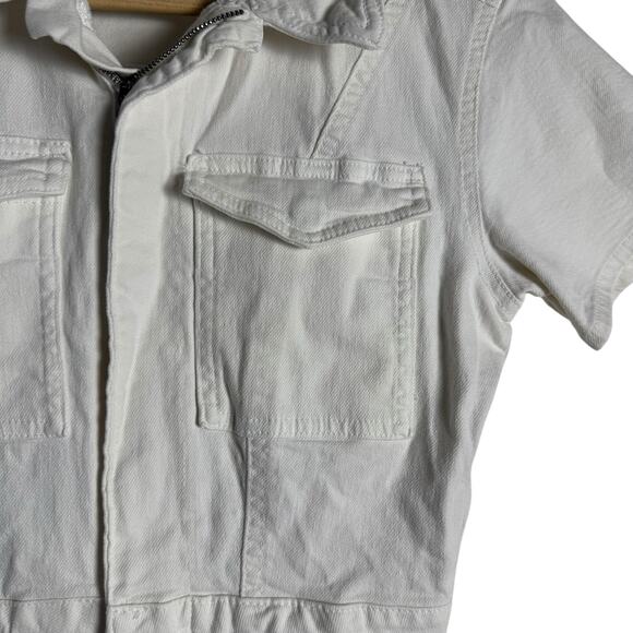 Good American Fit For Success White Denim Short Sleeve Jumpsuit Size Small - Picture 7 of 15